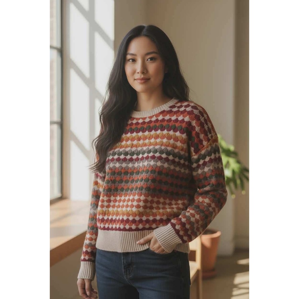 Another Love Fair Isle Geometric Knit Sweater Women‎ Warm Cozy Pullover